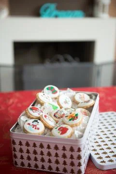 Table with tipical christmas sweets Stock Photos