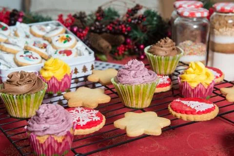 Table with tipical christmas sweets Stock Photos