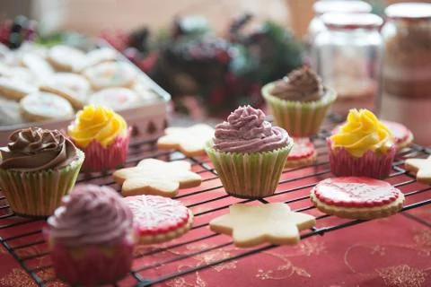 Table with tipical christmas sweets Stock Photos