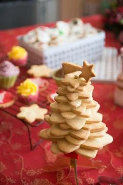 Table with tipical christmas sweets Stock Photos