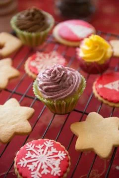 Table with tipical christmas sweets Stock Photos