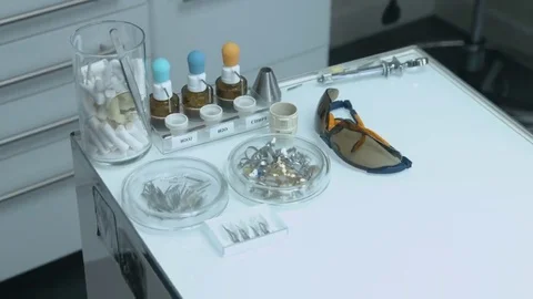 Table with tools of the dentist Video stock 69201269