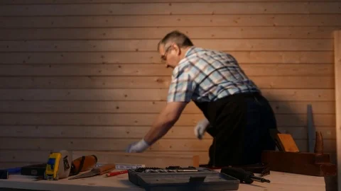 Table with tools in the workshop Stock Footage 77109529