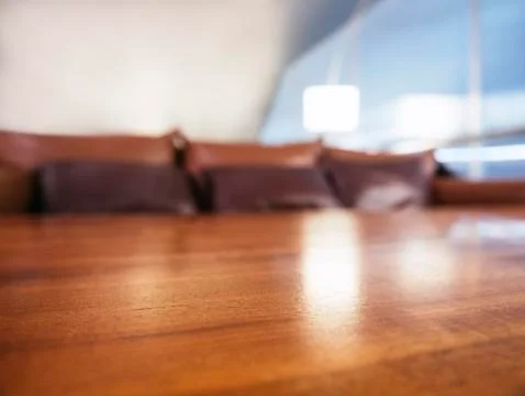 Table Top Blur sofa seats in lounge Hotel interior Stock Photos