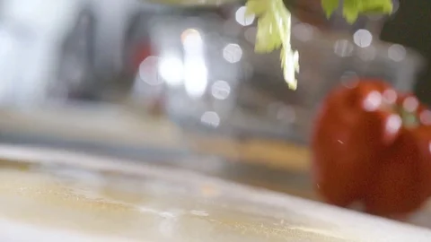Table top food slow motion Stock Footage 75595180