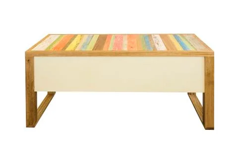 Table with top made of different kinds of wood Stock Photos