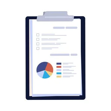 Table top view. Graphic tablet on desk. Paper pages. Clipboard with documents Stock Illustration