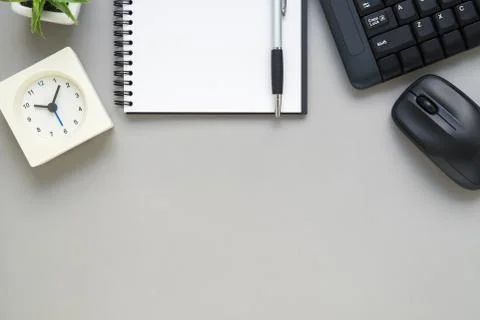 Table top view of office desk with stationery Stock Photos