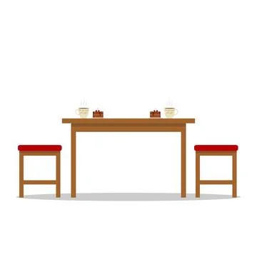 A table with two chairs, breakfast Stock Illustration