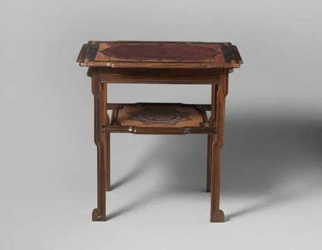 Table with two extendable blades of coroland wood with rectangular top wit... Foto stock
