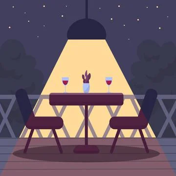 Table for two under a lampshade Stock Illustration