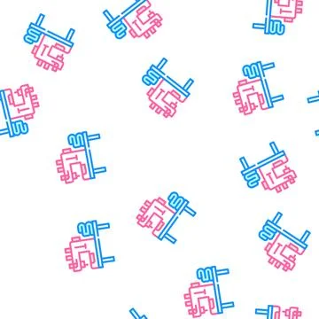 Table with typewriter and fabrics vector seamless pattern Stock Illustration