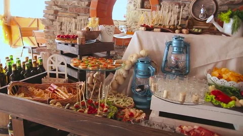 A Table With Various Food Stock Footage 71298740