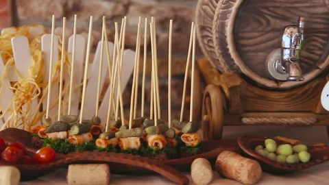 A Table With Various Food Stock Footage 71298853