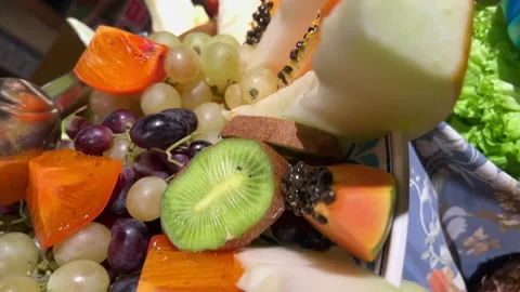Table with various tasty fruit Stock-Footage 224695263