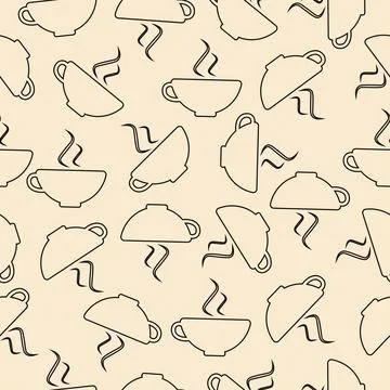 Table vector cups seamless pattern Illustrazione stock