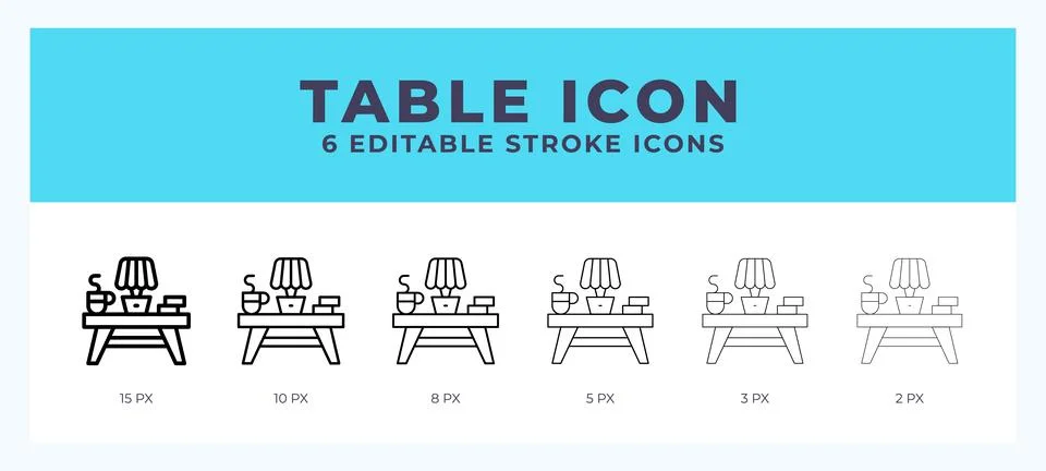 Table vector icon. With different stroke vector illustration. Stock Illustration