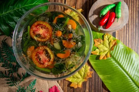 A table with vegetable soup Stock Photos