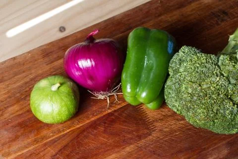 Table with vegetables Foto stock