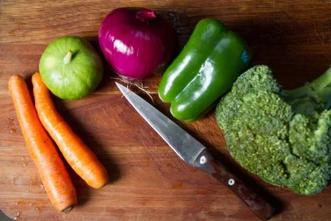 Table with vegetables Stock Photos