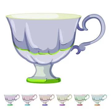 Table vintage cup cartoon vector graphic sign Stock Illustration