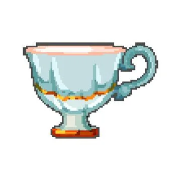 Table vintage cup pixel art vector illustration sign Stock Illustration