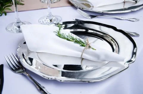 Table for a wedding reception, a decoration concept for weddings or social Stock Photos