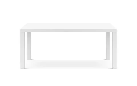 Table white mockup. Modern 3d desk with soft shadow. Interior design template Stock Illustration