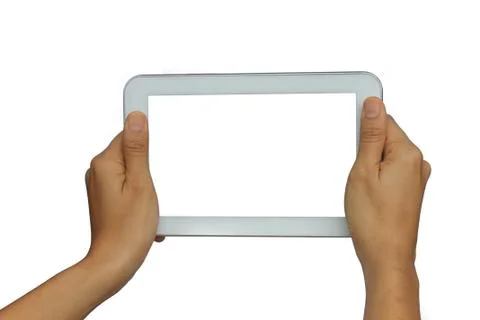 Table with white screen isolated on background Stock Photos