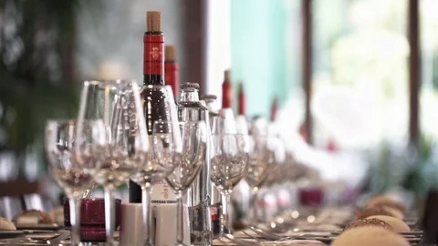 Table wine glass Stock Footage 89700172