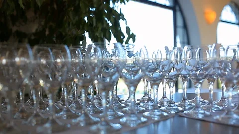 Table of Wine Glasses at a formal function like a wedding 스톡 동영상 92720683