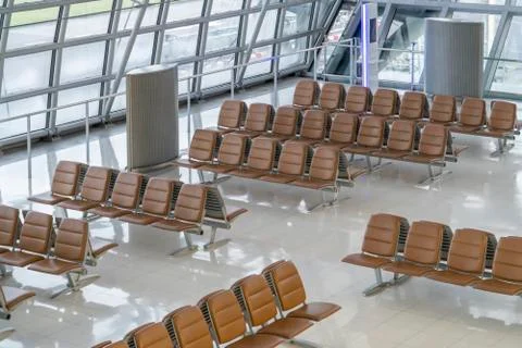 Table without people sitting in the terminal Stock Photos
