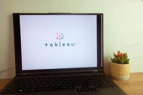 Tableau Software company logo displayed on laptop Stock Photos
