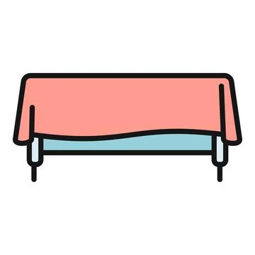 Tablecloth covering a banquet table flat color icon Stock Illustration