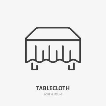Tablecloth flat line icon. Dining room sign, illustration of table with cloth Illustrazione stock