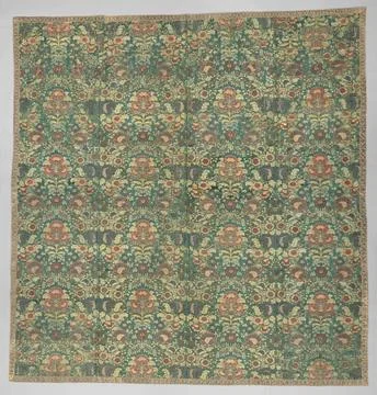 Tablecloth with pattern of, among other things, poppies. Tablecloth, made ... Stock Photos