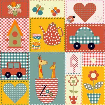 Tablecloth with sewn elements Stock Illustration