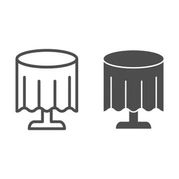 Tablecloth on table line and glyph icon. Restaurant table vector illustration Stock Illustration