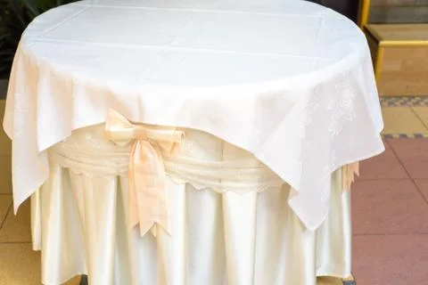 Tablecloth on table Stock Photos