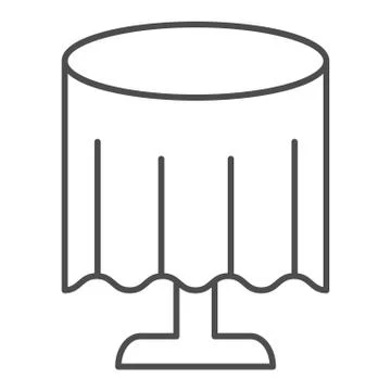 Tablecloth on table thin line icon. Restaurant table vector illustration Stock Illustration