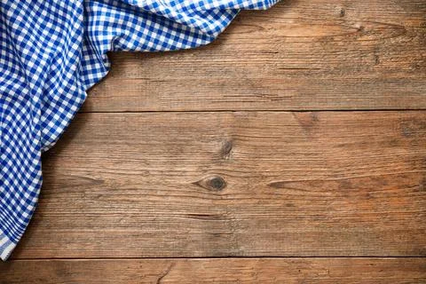Tablecloth on wooden table Stock Photos
