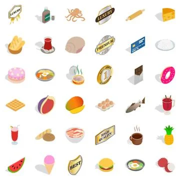 Tableful icons set, isometric style 스톡 일러스트