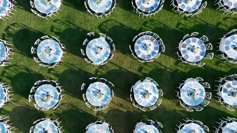 Tables and services prepared for invitations and weddings Video stock 292769004