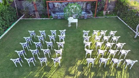 Tables and services prepared for invitations and weddings Video stock 292769200