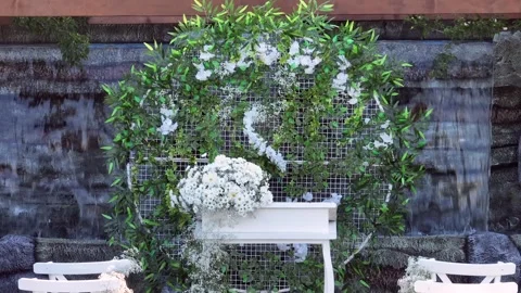 Tables and services prepared for invitations and weddings Video stock 292769342