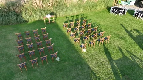 Tables and services prepared for invitations and weddings Video stock 292769467