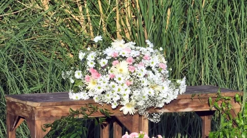 Tables and services prepared for invitations and weddings Video stock 292769562