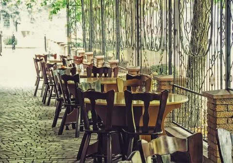 Tables in the cafe Stock Photos