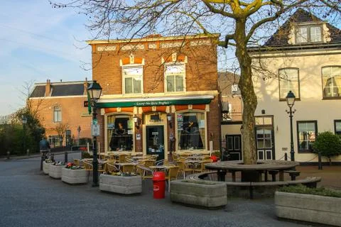 Tables outdoor restaurant Eeterij Het Kleine Brughuis in Meerkerk Stock Photos