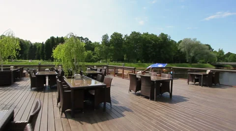 Tables of restaurant in open air Vídeo Stock 37142603